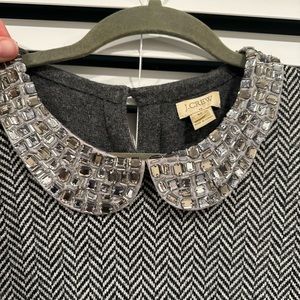Jcrew Jeweled collar gray Herringbone sweater. Only worn once!